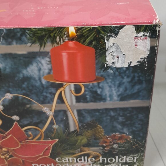 Candle Holder Reindeer Poinsettia Litetyme Handcrafted Metalworks - Picture 16 of 16